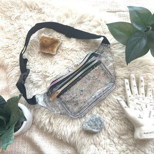 Festival Rave 80S 90S Holographic Transparent Multicolor Fanny Pack Belt Bag